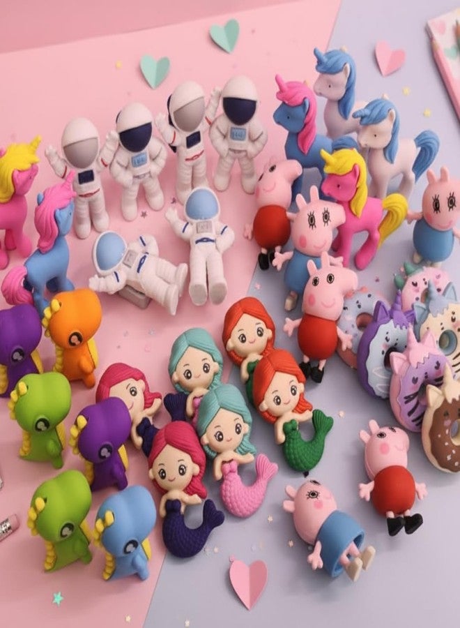 KHUSHA CREATIONS Cartoon Eraser Set for Kids - Pack of 10 | Animal Unicorn Mermaid Dinosaur and Astronaut Erasers | School Stationery for Boys & Girls | Soft Non-Toxic Collectible Pencil Erasers for Return Gifts - Image 4